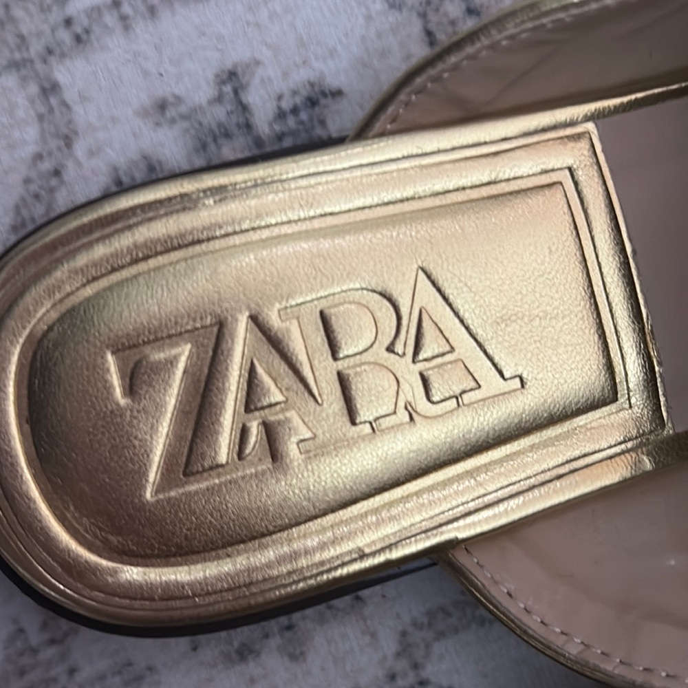 Zara Metallic Gold Women's Mules 36 - Picture 5 of 7